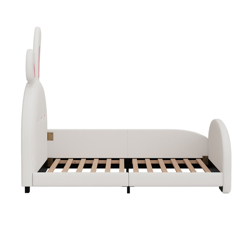 Merax PU Leather Platform Bed for Kids Childern