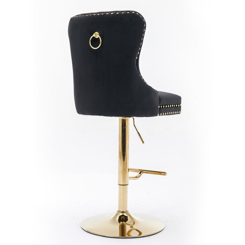 Modern Velvet Swivel Bar Stools, Set of 2
