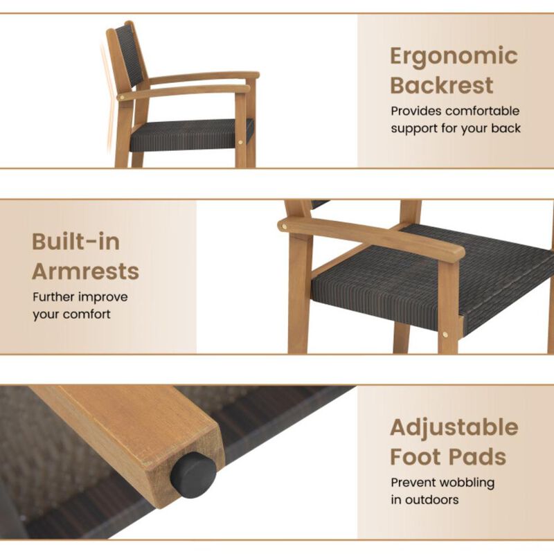 Hivvago Set of 2 Stackable Outdoor Wicker Dining Chair