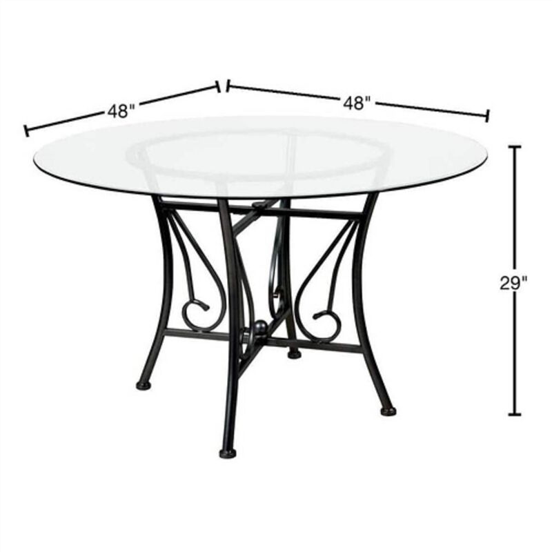Round Glass-Top Table Sturdy Metal Base, Perfect for Dining Room, Coffee Corner, or Office Meeting Table