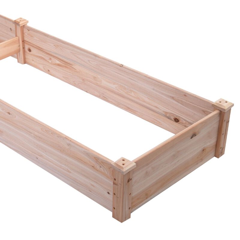 QuikFurn Solid Cedar Wood 8 ft x 2 ft Raised Garden Bed Planter