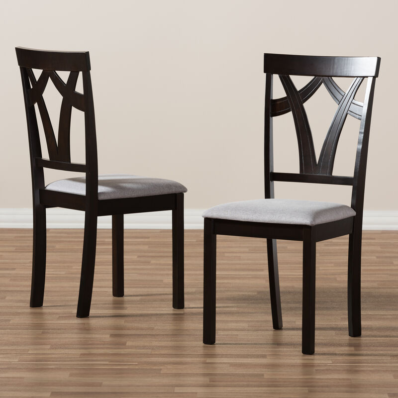 Baxton Studio Sylvia Modern Grey Fabric Upholstered Dining Chairs Set of 2