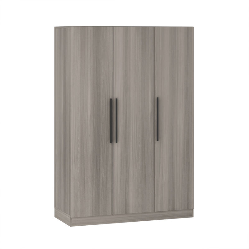 Gray Wood 47.2 in. W 3-Door Armoires Wardrobe with Hanging Rod and Storage Shelves (70 in. H x 18.9 in. D)