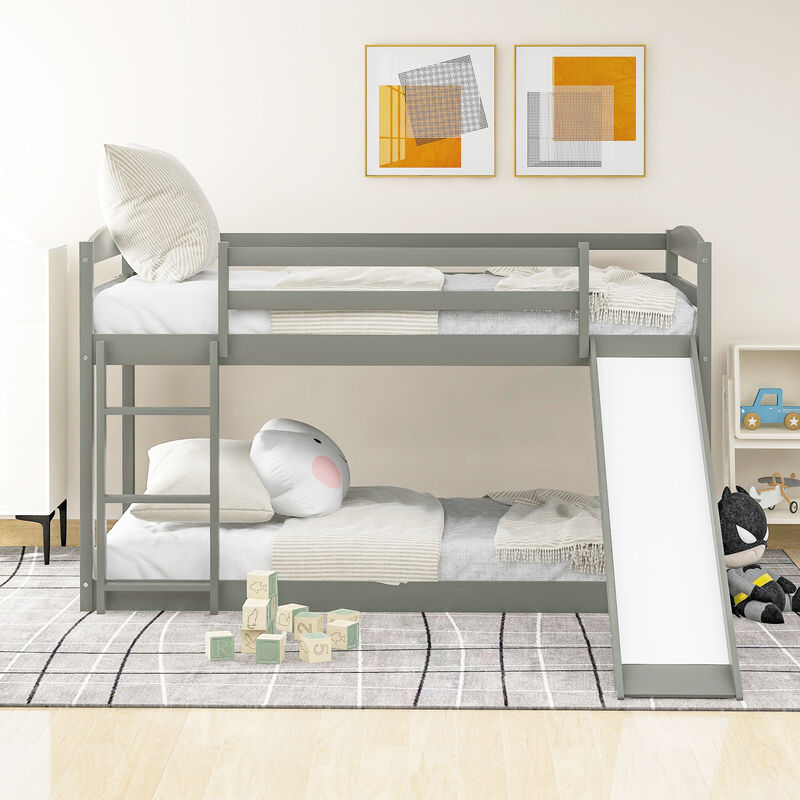 Merax Twin over Twin Bunk Bed with Convertible Slide and Ladder