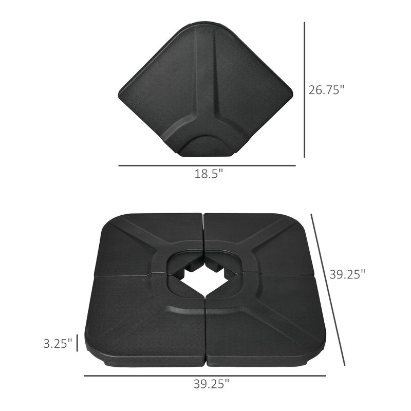 Versatile Umbrella Base: 4-Piece 150lb HDPE Water/Sand Filled Weights