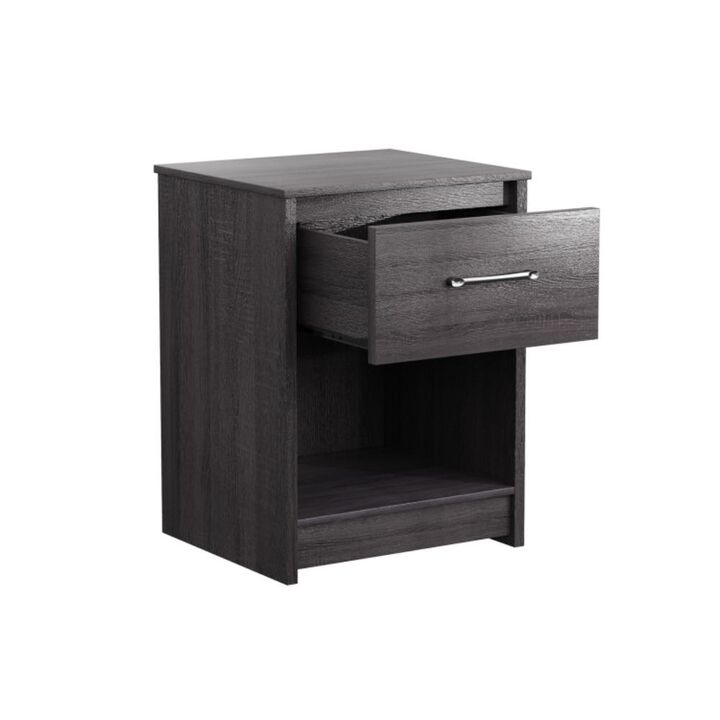 Hivvago Wooden Nightstand with Drawer and Open Storage Compartment