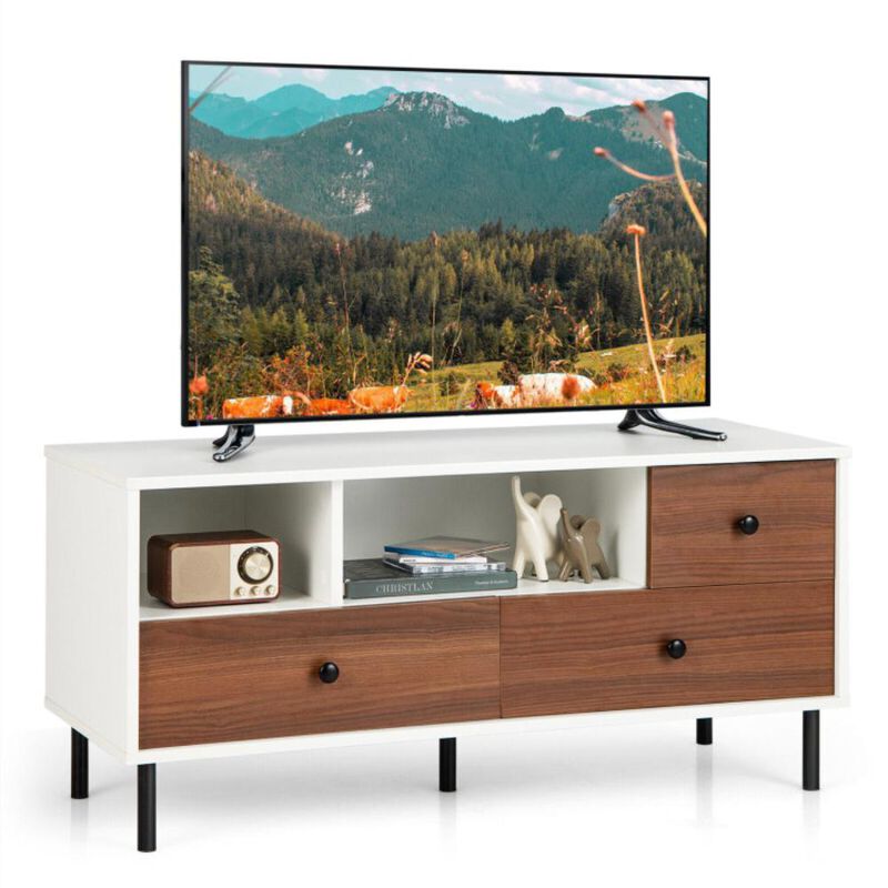 Hivvago Mid-Century TV Stand for 50-inch TVs with 2 Cubbies and 3 Drawers