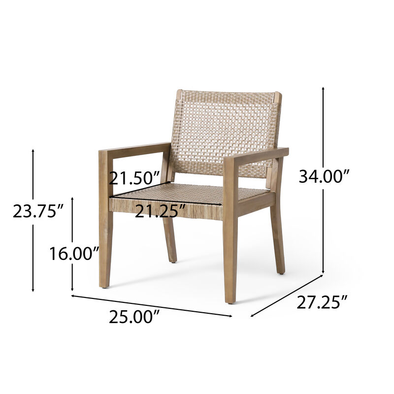 Merax Outdoor Wicker and Acacia Wood Club Chairs 2 PCS