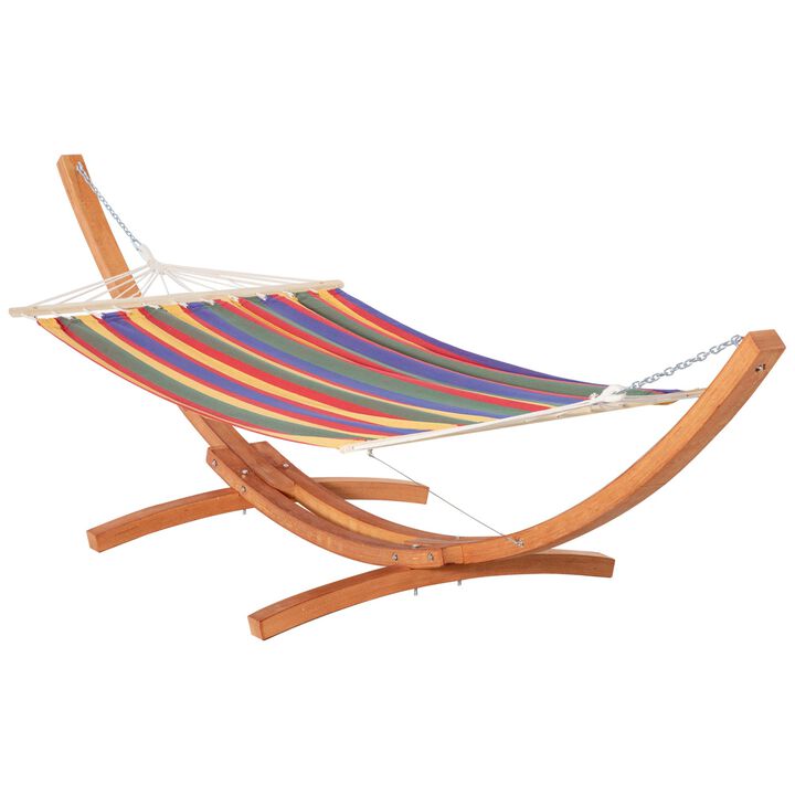 Colorful Relaxation: 154" Wooden Arch Hammock with Stand Colorful Relaxation: 154" Wooden Arch Hammock with Stand