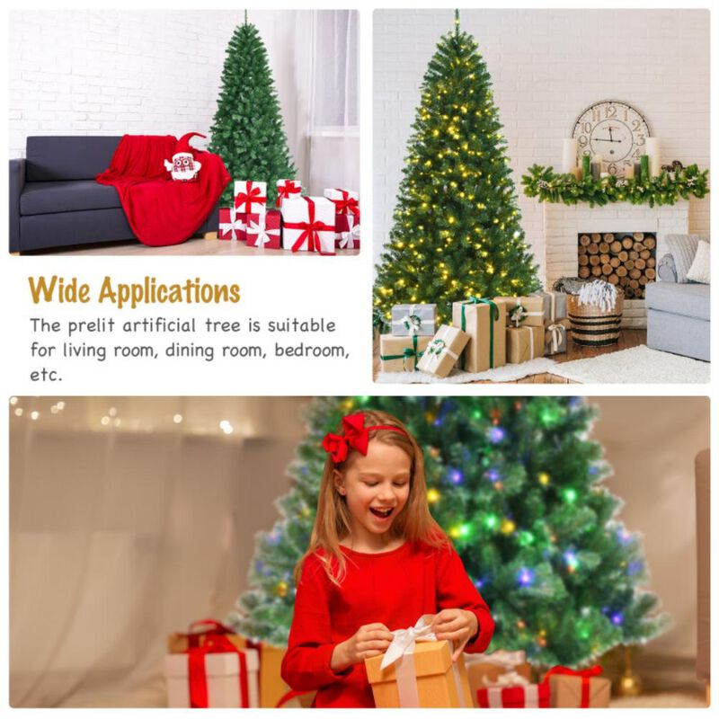 Artificial Hinged Christmas Tree with Remote-controlled Color-changing LED Lights
