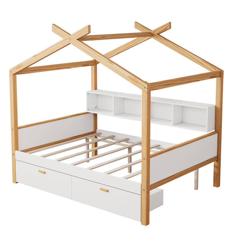 Merax House Bed Frame with 2 Storage Drawers