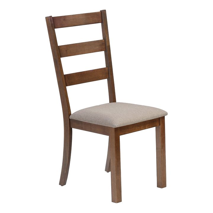 Monarch Specialties I 1313 - Dining Chair, Set Of 2, Side, Upholstered, Kitchen, Dining Room, Brown Fabric, Walnut Wood Legs, Transitional