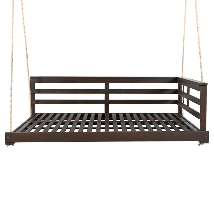 Merax Acacia Wood Porch Swing Bed for Outdoor Merax Acacia Wood Porch Swing Bed for Outdoor