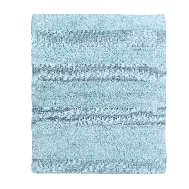 Splendid Striped Soft Plush Cotton Bath Rug 21" X 34" Light Blue by Castle Hill London