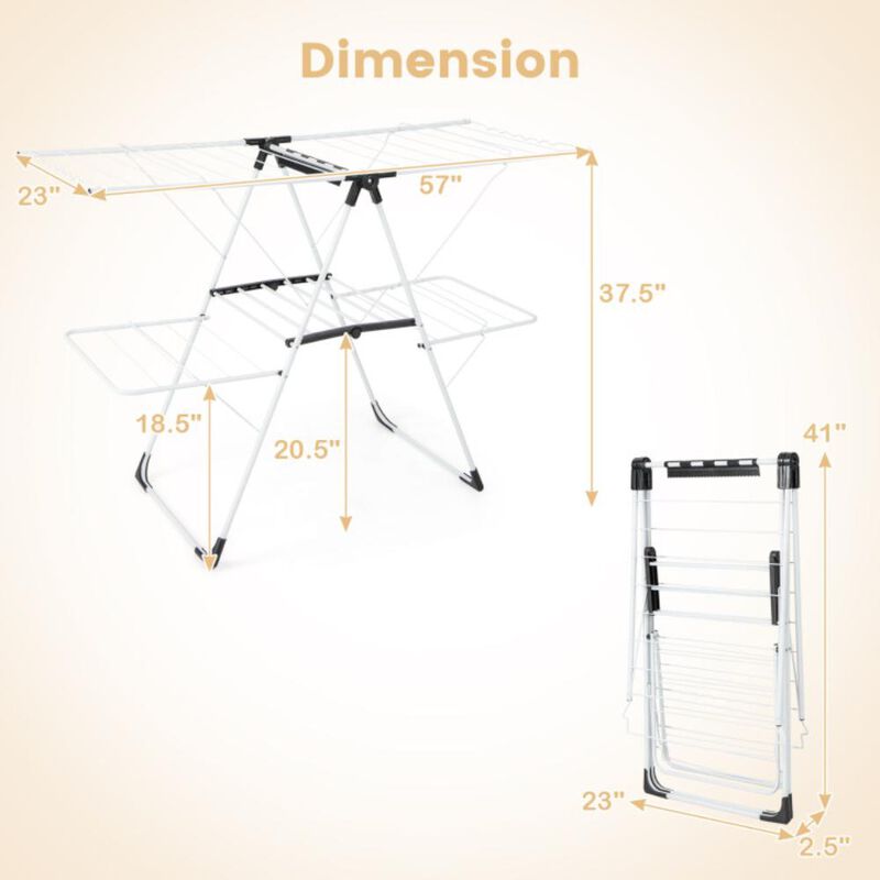 Hivvago 2-level Laundry Drying Rack with Height Adjustable Wings