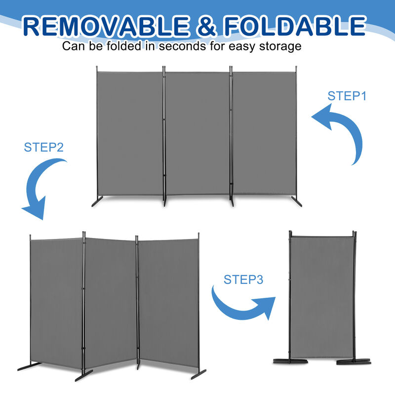 Trifold Folding Screen Divider, Portable Privacy Partition with Sturdy Frame