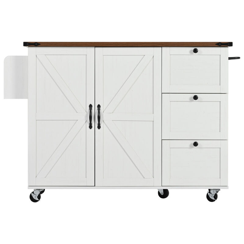 Merax Farmhouse Kitchen Island with Wheels