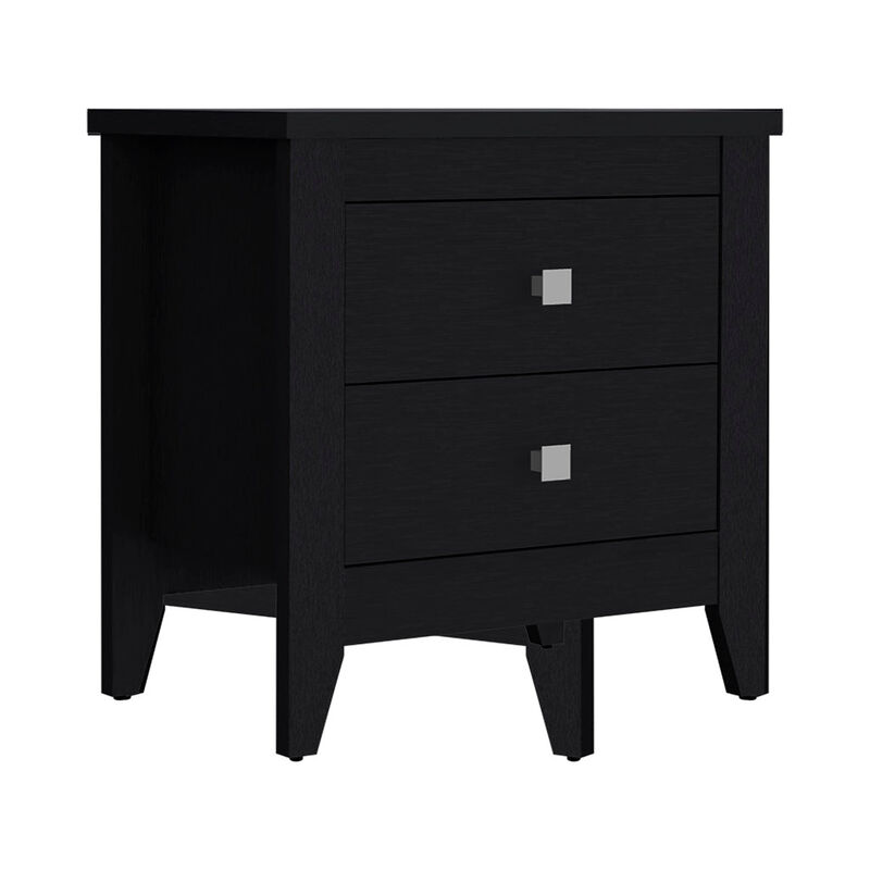 DEPOT E-SHOP Nightstand 24"H, Two Drawers, Four Legs, Superior Top, Black
