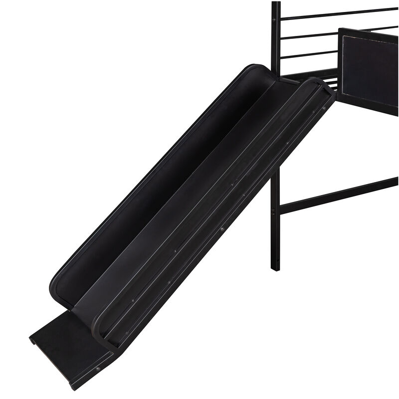 Merax Metal House Bed Loft Bed with Slide