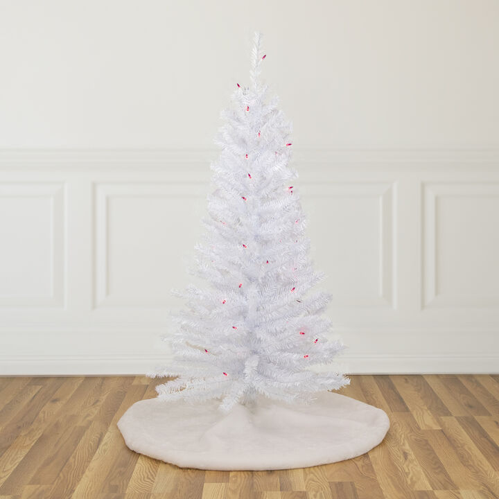 4' Pre-Lit Woodbury White Pine Slim Artificial Christmas Tree  Pink Lights