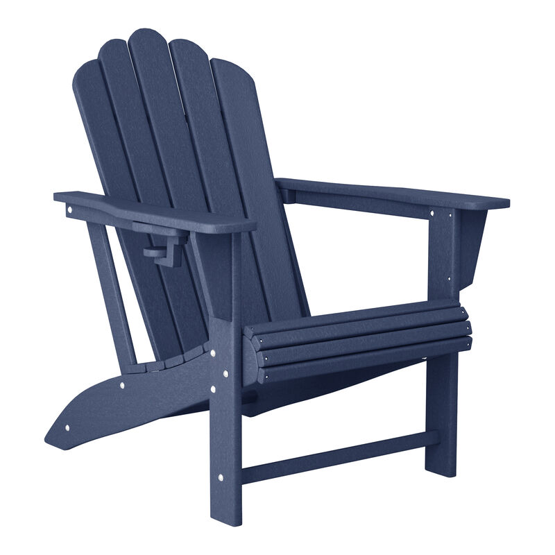 WestinTrends 2-Piece Outdoor Patio HDPE Adirondack Chair With Ottoman and Cup Holder Set