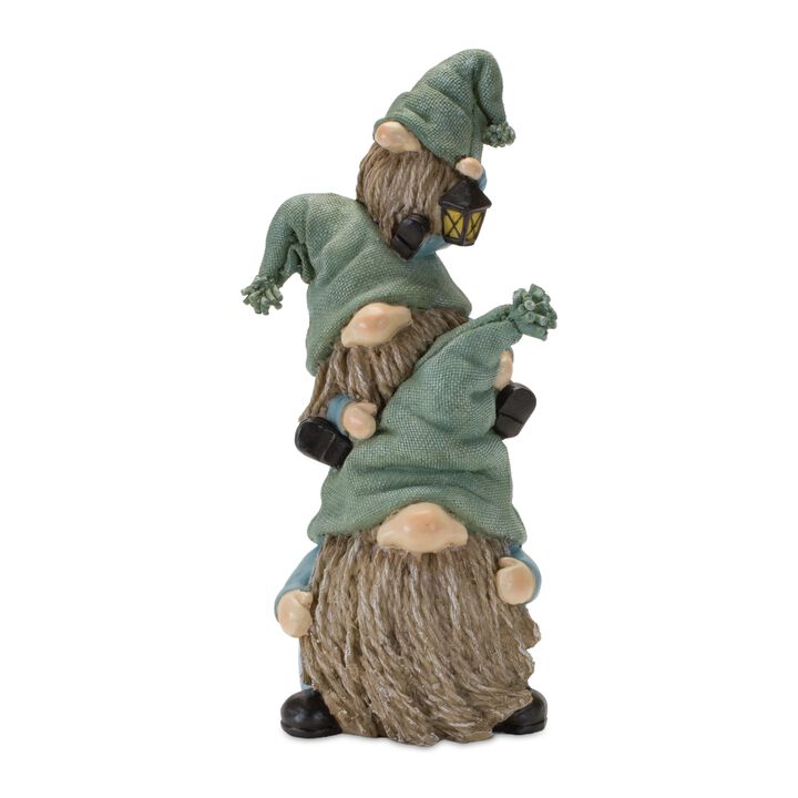 Set of 2 Triple Gnome Stack Statues – Whimsical Resin Decor for Yard, Patio, and Garden Spaces