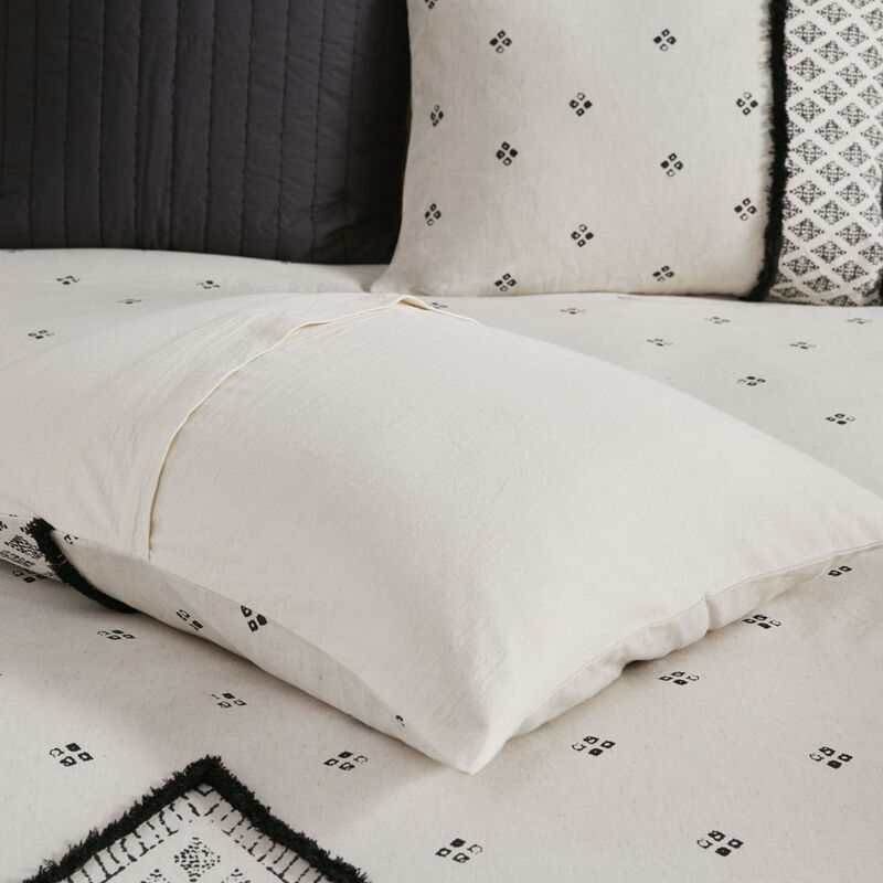 Gracie Mills Fannie Boho Eclectic Cotton and Flax Linen Blend Comforter Set