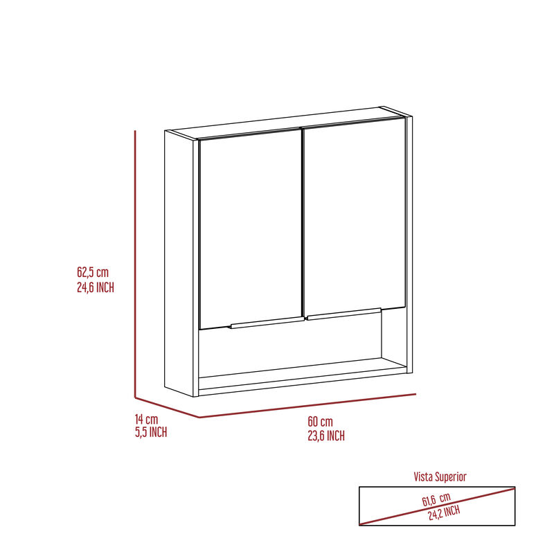 DEPOT E-SHOP Tatacoa Mirror Medicine Cabinet, One Open Shelf, Three Interior Shelves, Black