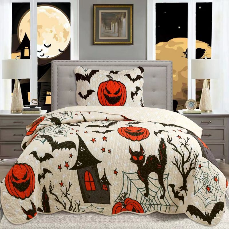 Marcielo Halloween Themed Quilt Bedspread Set Twin