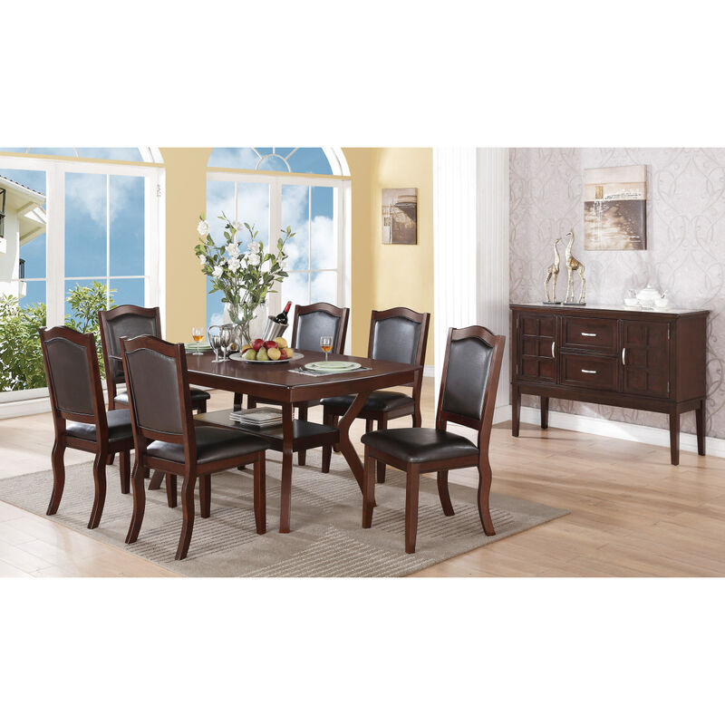 Faux Leather Upholstered Dining Chairs, Brown(Set Of 2)