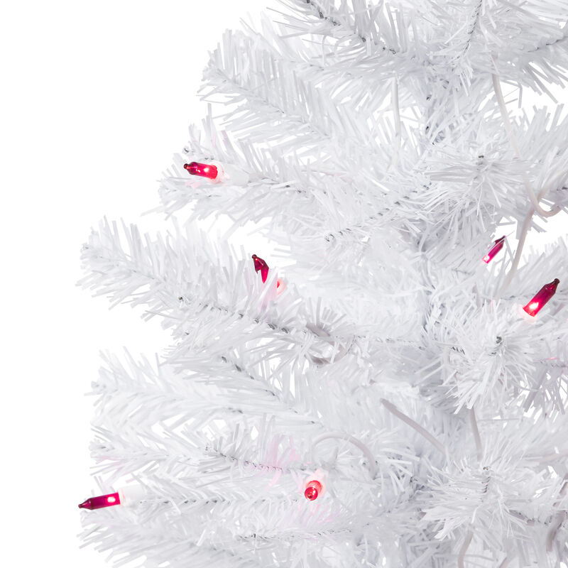 2' Pre-Lit Woodbury White Pine Slim Artificial Christmas Tree  Pink Lights