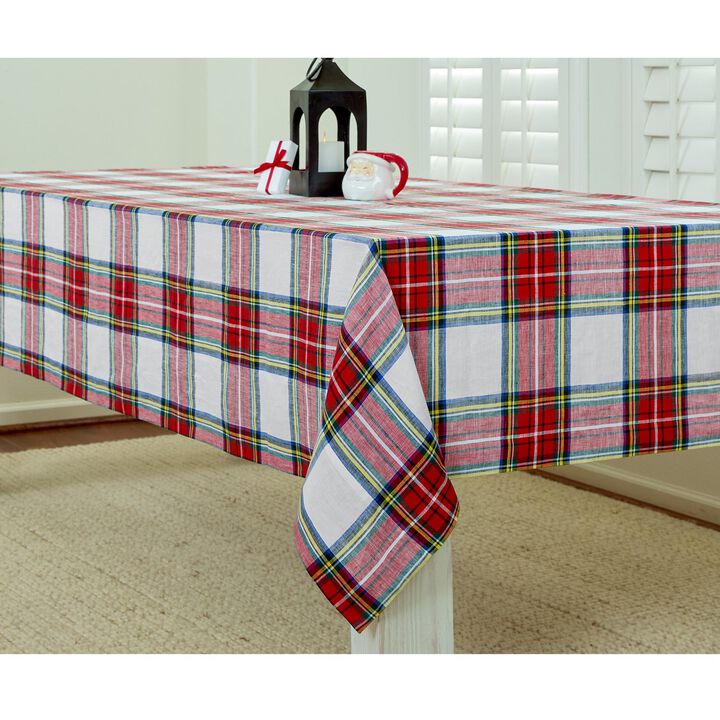 Solino Home 100% Pure Linen Tablecloth | Stewart Plaid for Spring and Easter