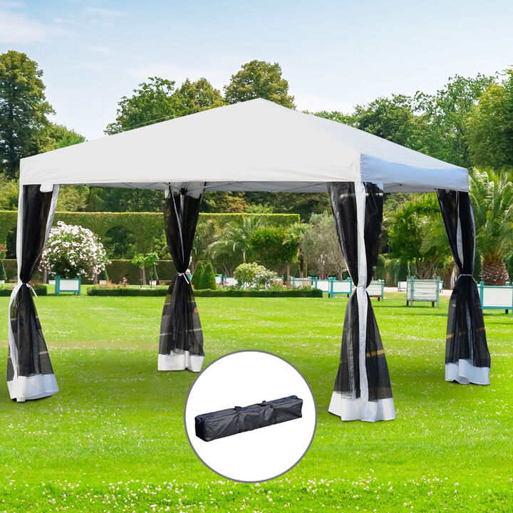 Breezy Event Shelter: 10x10 Silver Pop-Up Gazebo with Mesh Walls