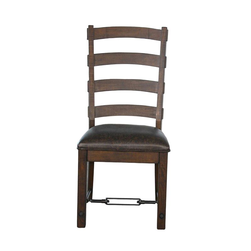 Flint Dining Side Chair Set of 2, Fabric, Dark Brown Mahogany, 19 Inch - Benzara