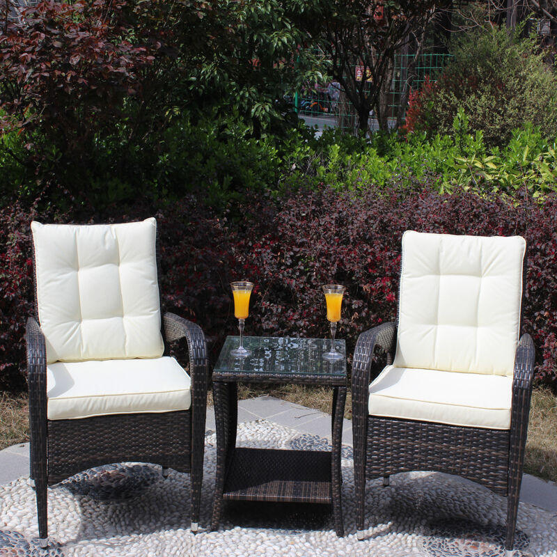 Outdoor Patio Furniture Sets 3 Piece Conversation Set Wicker Rattan Sectional Sofa With Seat