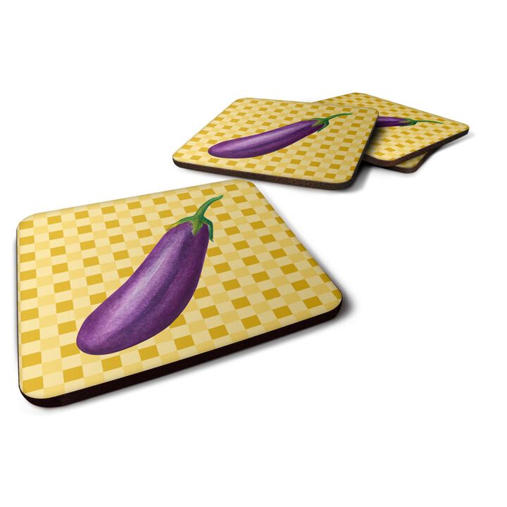 Caroline's Treasures Eggplant on Basketweave Decorative coasters, 3.5, Multicolor
