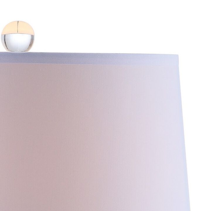 Cue 25 Inch Table Lamp, Empire Fabric Shade, Accent Nickel Round Base-Benzara
