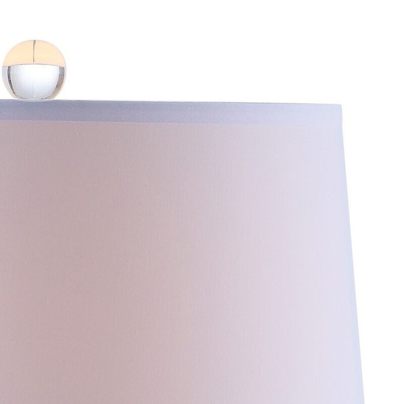 Cue 25 Inch Table Lamp, Empire Fabric Shade, Accent Nickel Round Base-Benzara