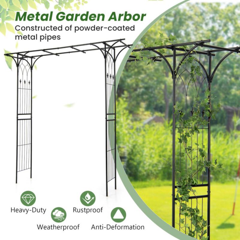 Hivvago 81 Inch Garden Arbor Metal Archway for Climbing Plants-Black