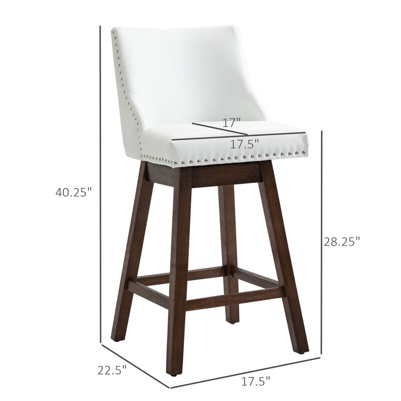 White Kitchen Seating: Bar Stools with Backs, Nailhead Trim, Wood Legs