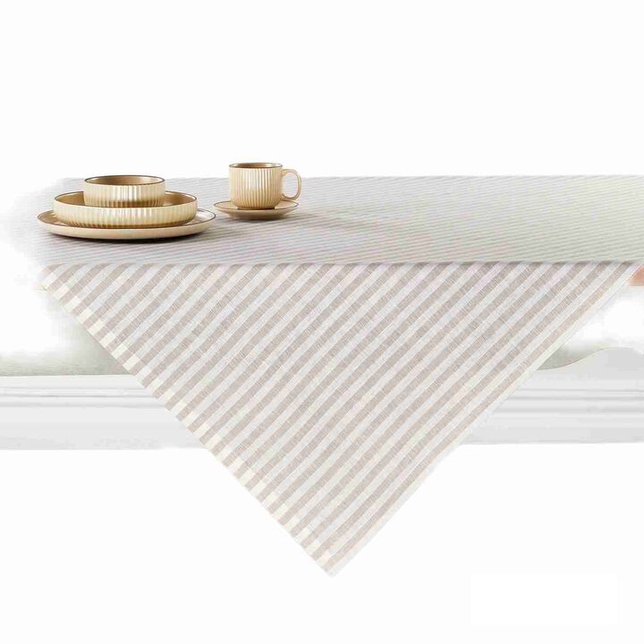 Solino Home 100% Pure Linen Table Throw 52 x 52 Inch | Amalfi Stripe