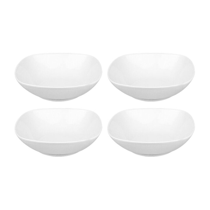 Porcelain Mimoza 6.75" x 6.75" x h:2" 23 oz. Square White Porcelain Bowl (Set of 4)