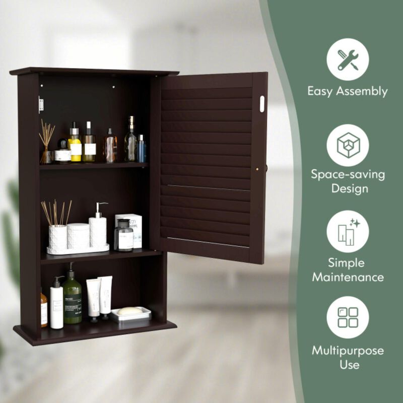 Hivvago Bathroom Wall Mount Storage Cabinet Single Door with Height Adjustable Shelf