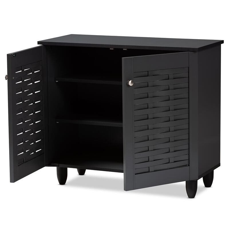 Baxton Studio Winda Modern Dark Gray 2 Door Wooden Entryway Shoe Storage Cabinet