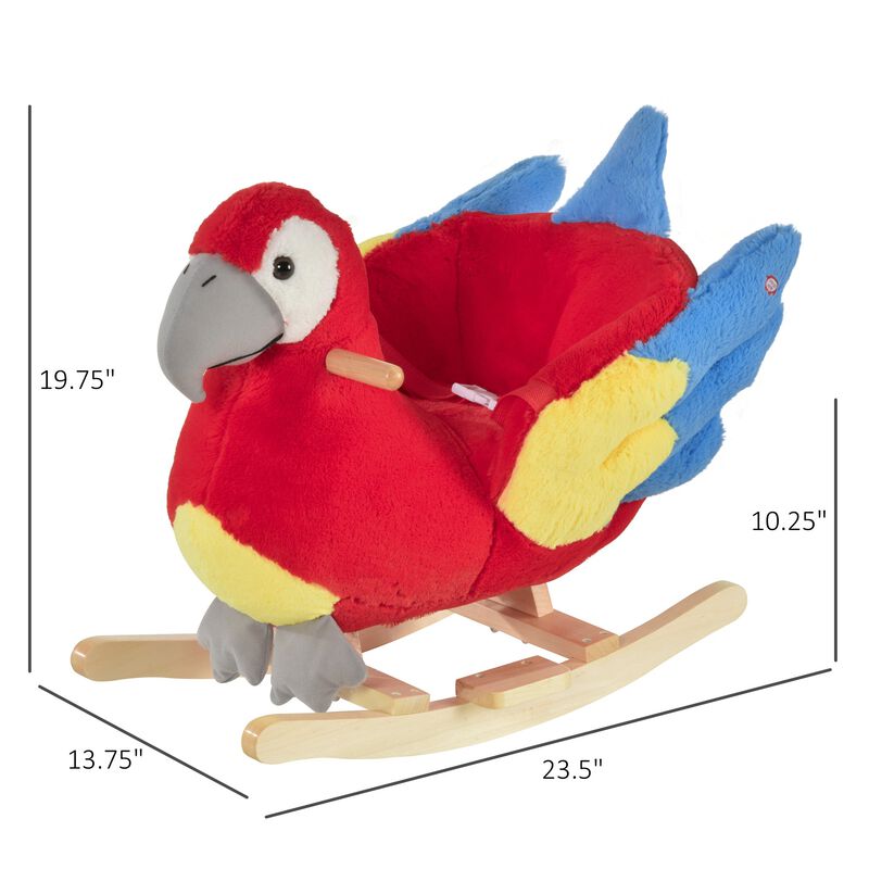 Red Parrot Rocker: Musical Plush Toy for Toddlers 18-36 Months