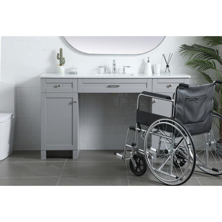 Elegant Kitchen and Bath 60 Inch ADA Compliant Bathroom Vanity In Grey