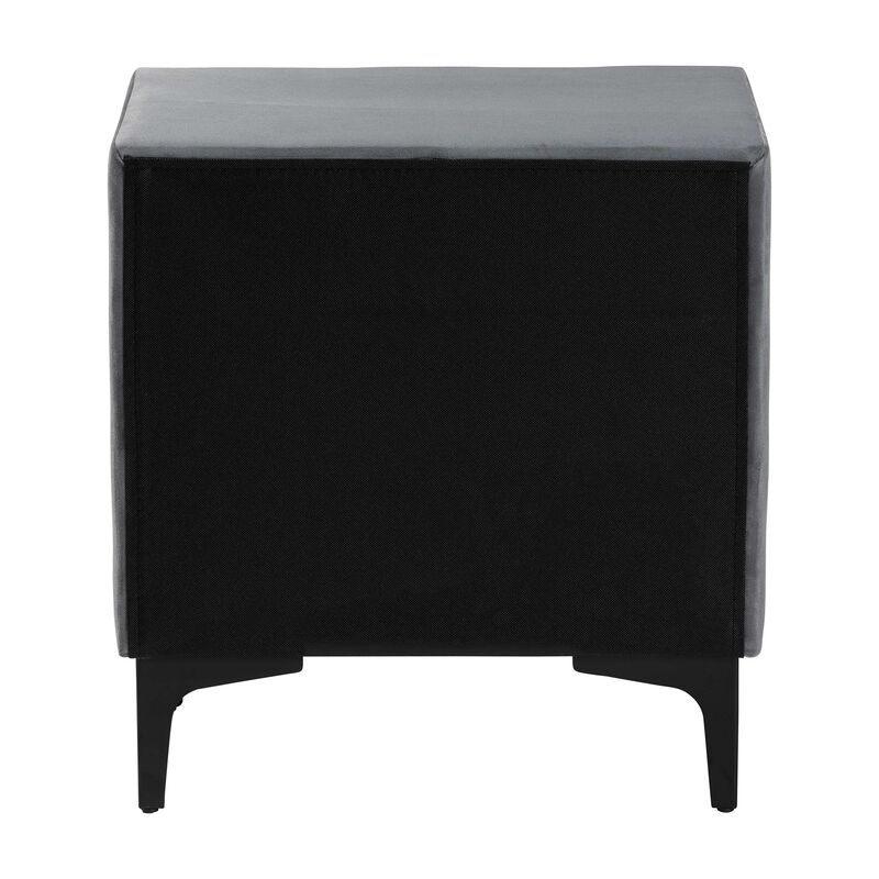Baxton Studio Etienne Modern Slate Grey Velvet 2 Drawer Nightstand
