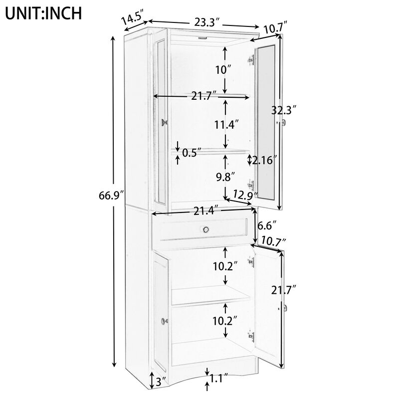 Merax Bathroom Storage Cabinet with 4 Doors