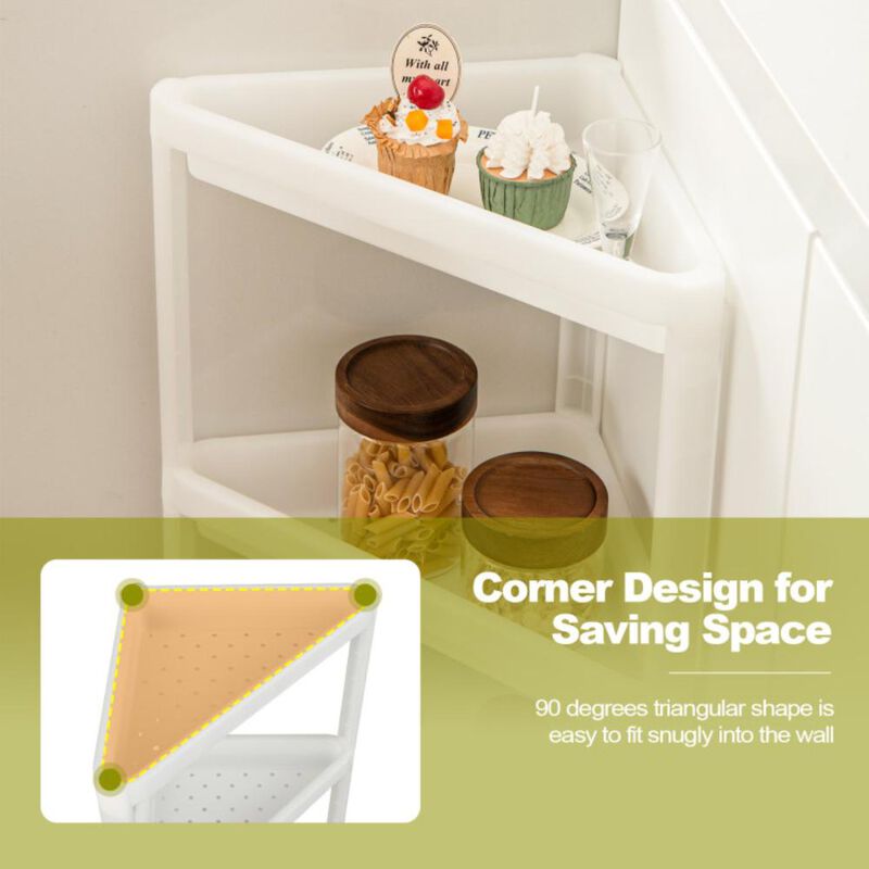 Hivvago 2 Pack 3-Tier Detachable Floor Corner Shower Shelf with Drainage Holes-White