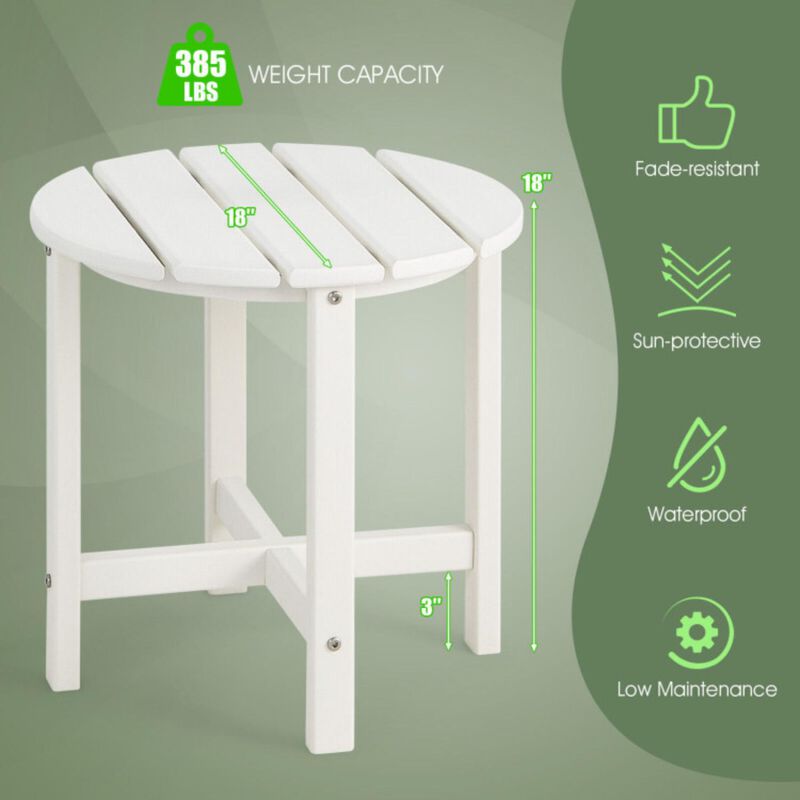 Hivvago 18 Inch Round Weather-Resistant Adirondack Side Table